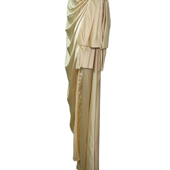 Mac Duggal Butter Yellow Satin Cut Out Gown Dress 68450 Size 2 - Picture 5 of 7